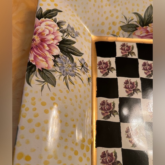 Mackenzie Childs Torquay Frank & Mustard Roses Square Platter - Picture 4 of 13